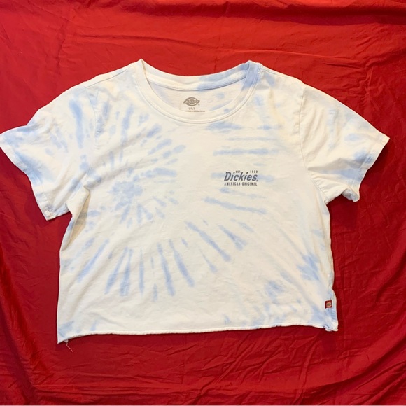 Dickie’s Crop T-Shirt White and Blue Tie Dye Women’s Size Large - Picture 1 of 8